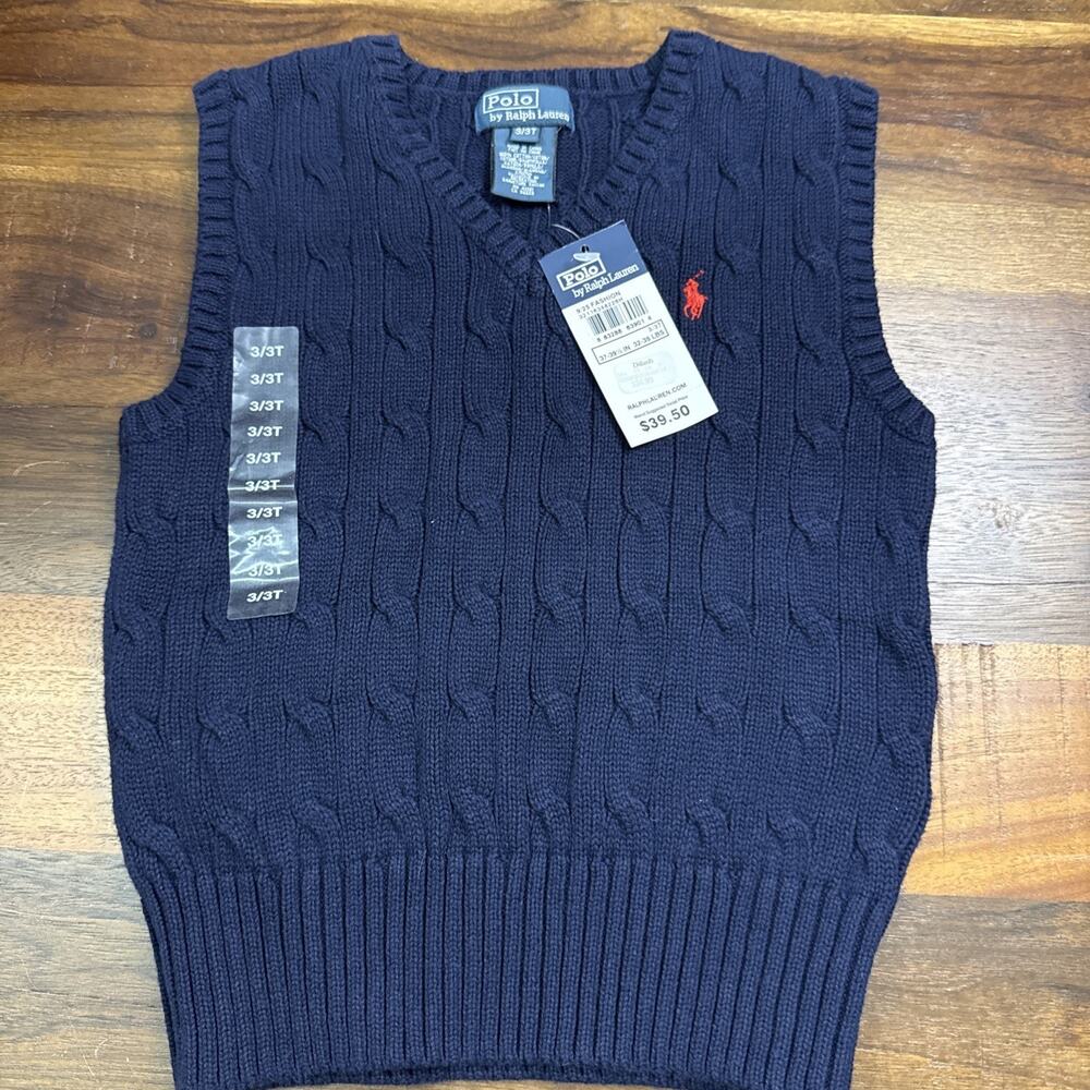 POLO Ralph Lauren boys Navy sweater vest.size 3t.NWT